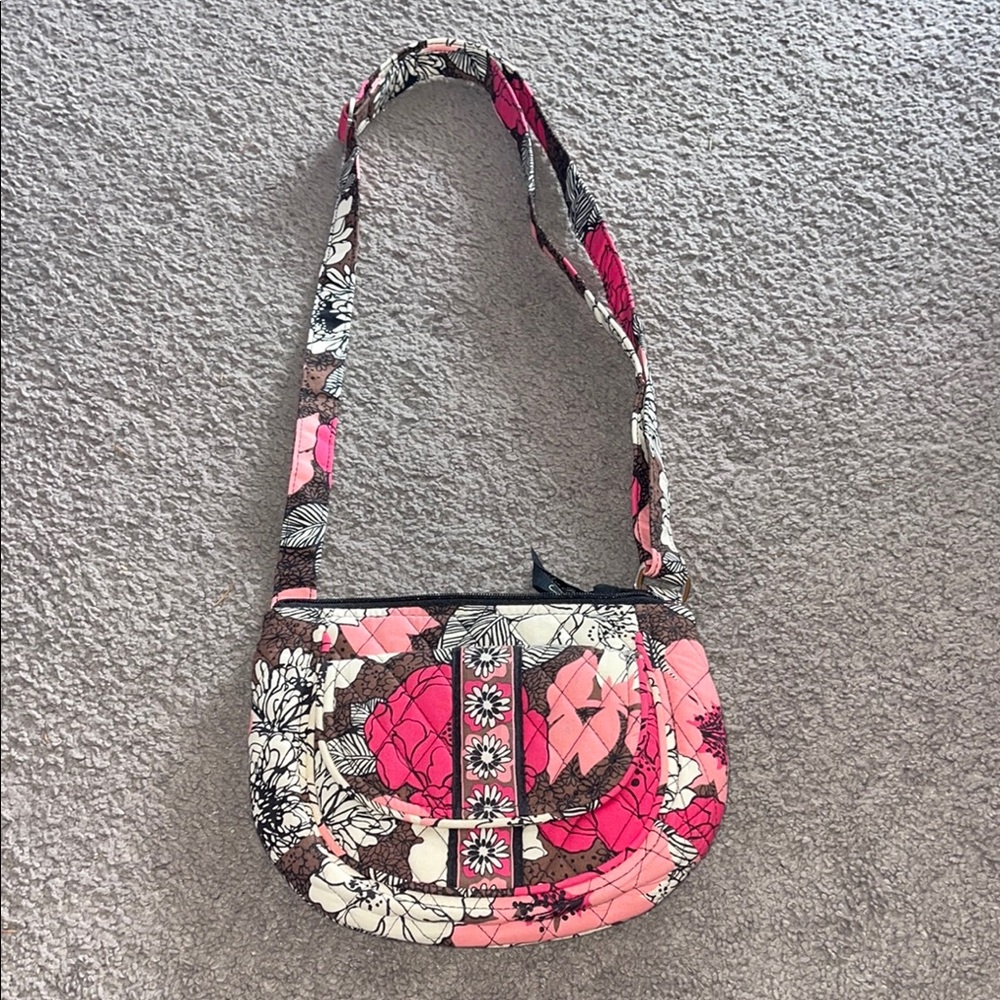 Vera Bradley Pink and Brown Floral Crossbody Bag